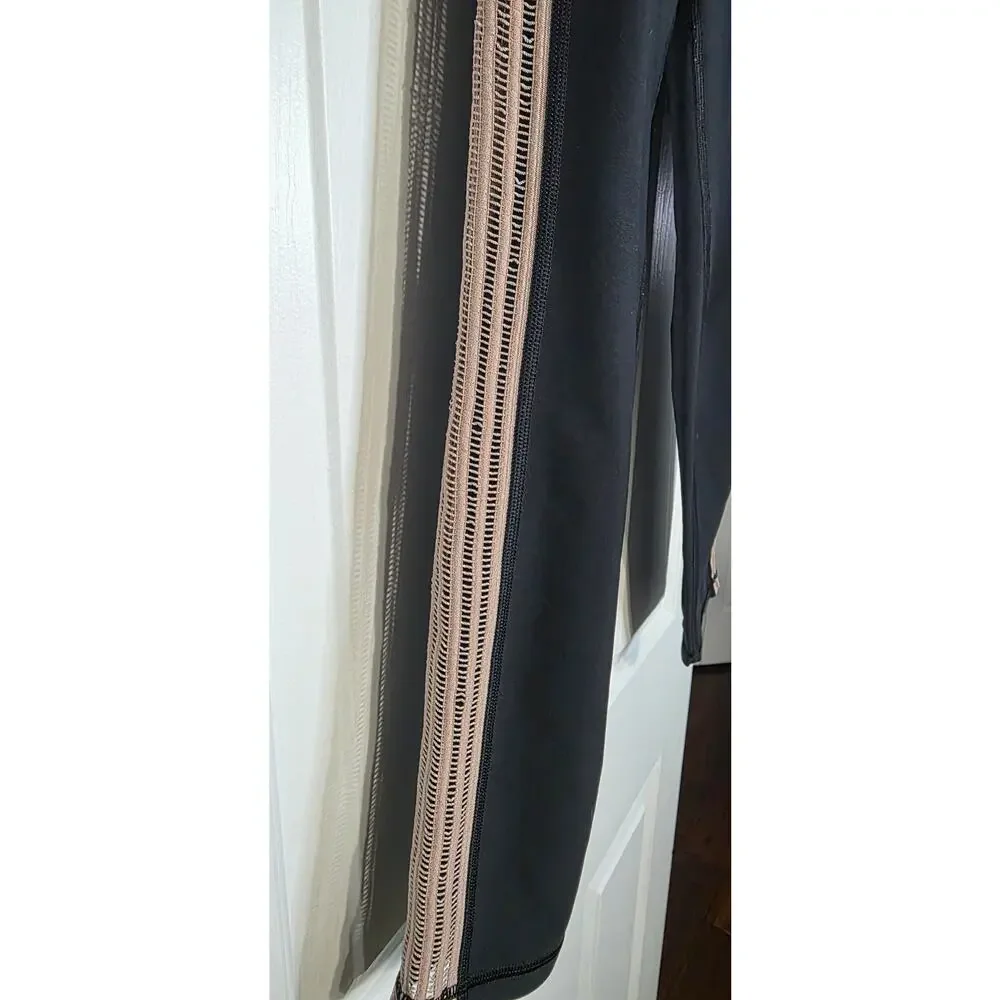 VICTORIA SECRET‎ SPORT SHADOW STRIPE BLACK HIGH RISE TIGHT LEGGINGS SIZE Large